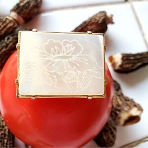 Etched Mother of Pearl Golden Bamboo Pin